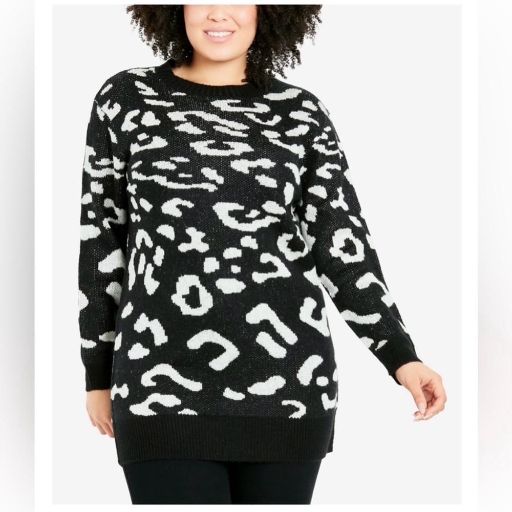 NWOT Long Line Leopard Print Sweater size 20